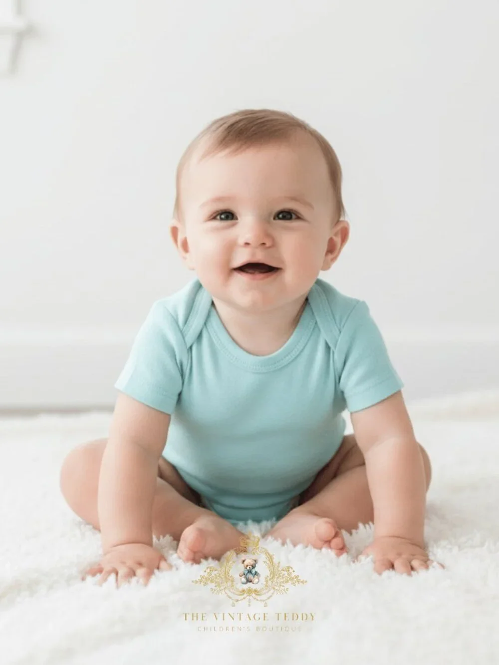 NWT Cute Boys Baby Onesies Short Sleeve One-Piece Blue & Grey 2-Piece Set 6-9M